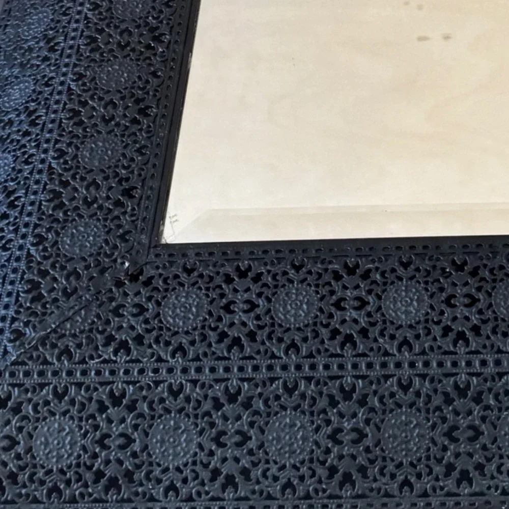 Black Filigree Metal Square Wall Mirror‎ Moroccan Boho Decorative 15.5 Inch